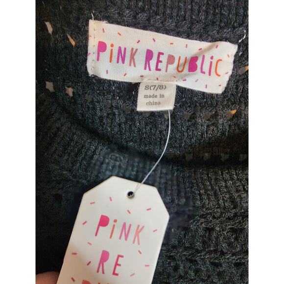 Pink Republic Open Knit Side Tie Top, NWT, Girls Small, 7/8 - Picture 3 of 5